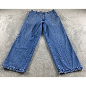 George Mens Relaxed Straight Leg Jeans Medium Wash Elastic Side Waist 36x30